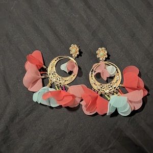 Gold floral earrings